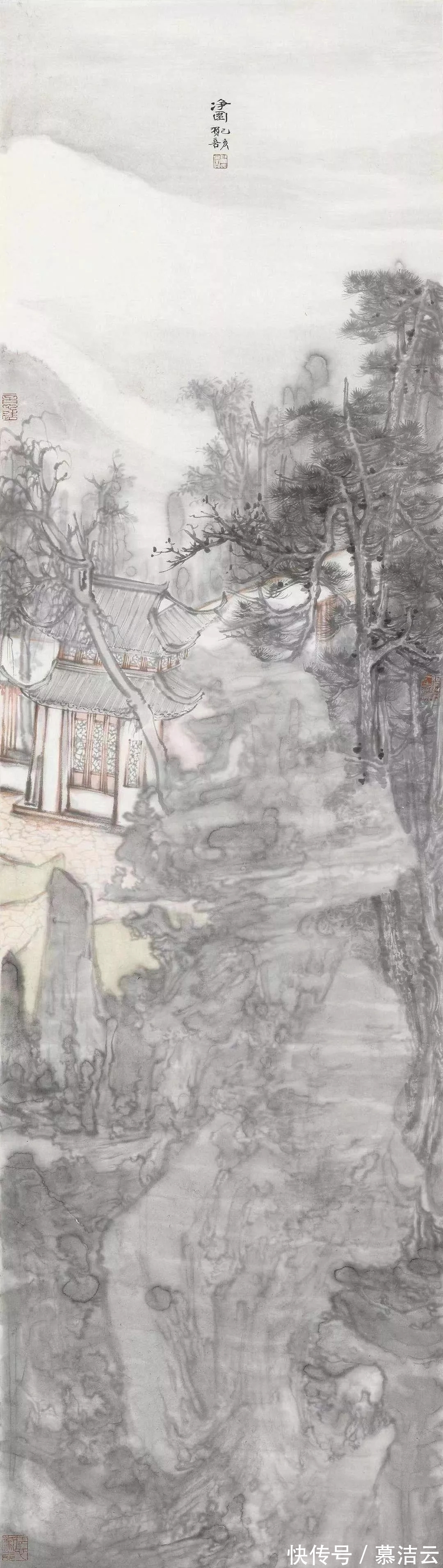 中国艺术$贺喜水墨山水画,以传统的笔墨现代的构成,奏出超脱尘世间的梵音