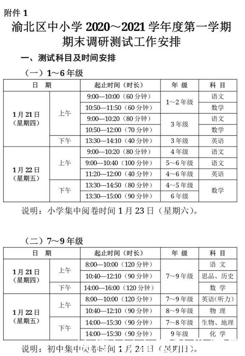 重庆这3个区期末考试时间出炉，快来看看吧