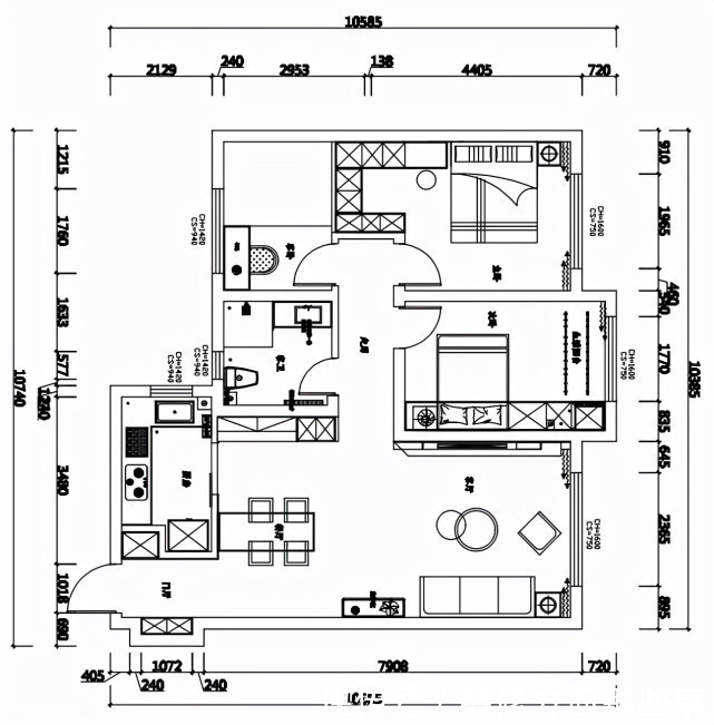 爱格|115平现代简约风,灰色影视墙是格栅和木饰面的结合