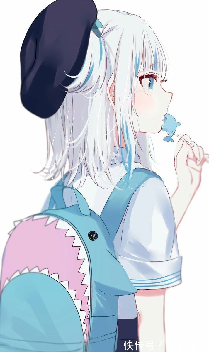 画师|画师将鲨鱼“拟人化”成小萝莉,样子萌呆可爱,被咬几口都不心痛