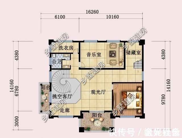 卧室|16X14米豪华四层别墅,设计格调满满,打造高品质农村生活