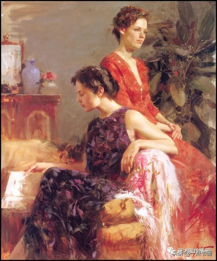 油画!皮诺德埃尼的油画人物,色彩斑斓,动静结合,光彩照人