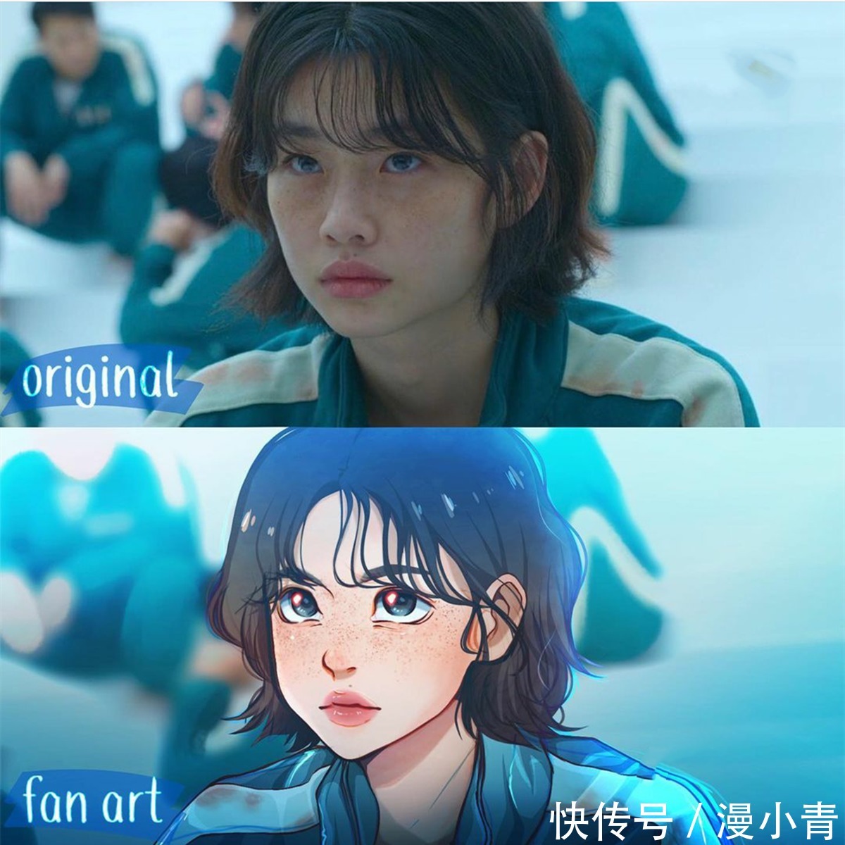 神态|将真人改编成动画当中的模样,同样的表情动作二次元似乎更胜一筹