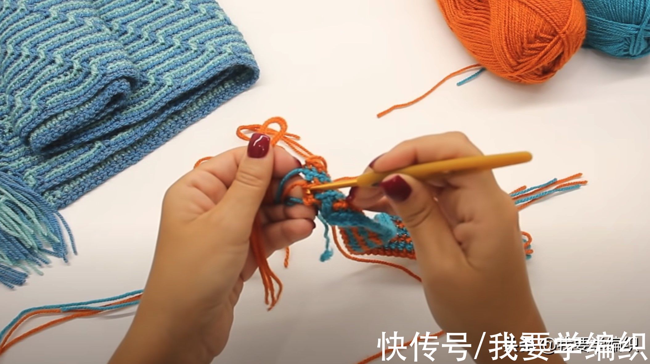 教程&暖冬三件套之围巾，马赛克花样围巾编织教程，好看时尚又很保暖