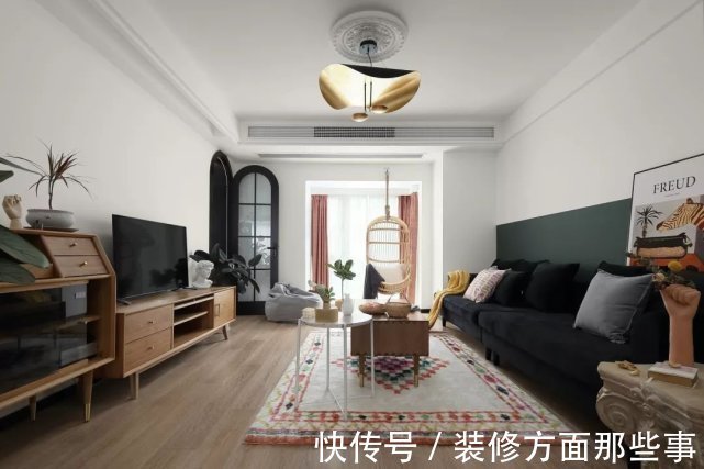 墙面|120平现代北欧风三居室,加入适当的深色设计更有格调