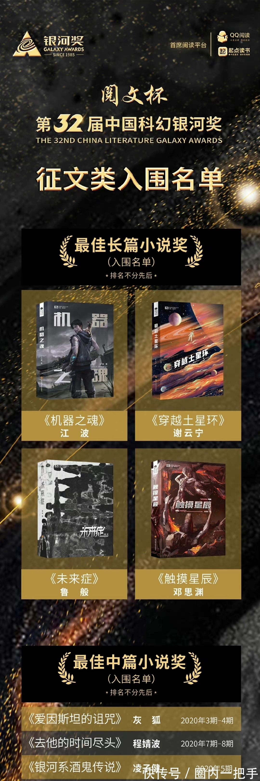 网络小说#《长夜余火》等五部网络小说入围第32届中国科幻银河奖评选!