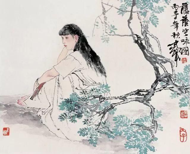 工笔画|国画:何家英画笔下的怜怜女儿态,不同寻常的美感!