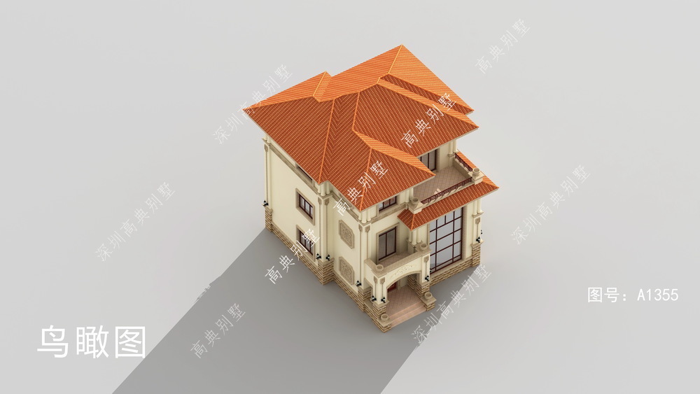 别墅|定制设计的欧式别墅，占地方正，多窗多露台，观景方便。