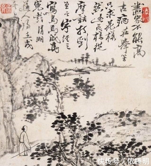 花鸟画@石涛，八大感时花溅泪，恨别鸟惊心的悲怆之情只能通过笔画于纸上