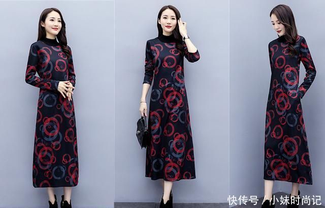 保暖|冬季高领加厚加绒连衣裙穿搭, 这几款舒适保暖又减龄, 穿上真美!