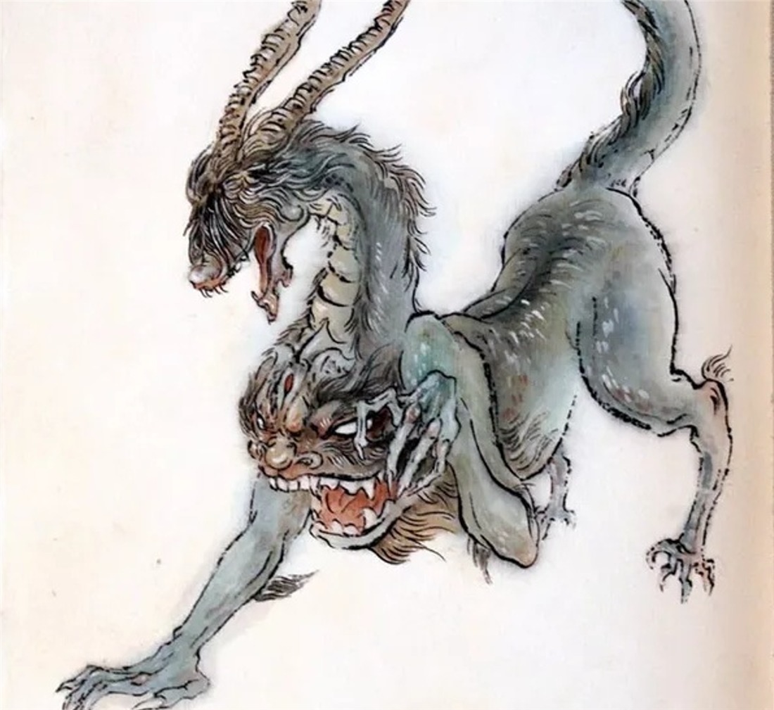 三星堆@三星堆发现“狍鸮”图案，羊身虎牙大嘴巴，猜测：可能是巨鬣狗