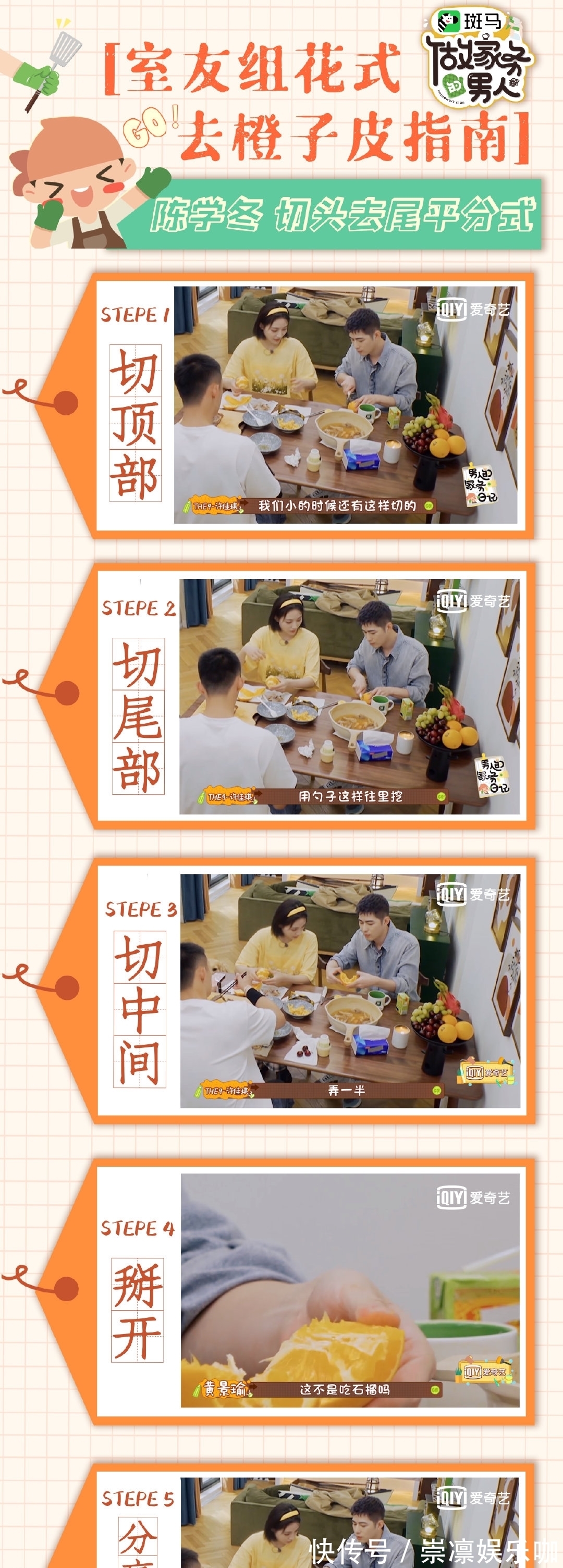 橙子|花式去橙子皮:许佳琪一削到底,陈学冬切头去尾,黄景瑜十字切开