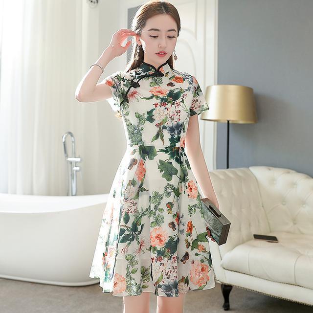 印花裙|复古旗袍改良连衣裙，中国风绝对让你美出新高度
