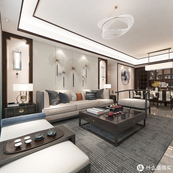 装修|129㎡新中式风格装修，宽敞舒适的三房结构，全屋简洁有韵味，羡慕