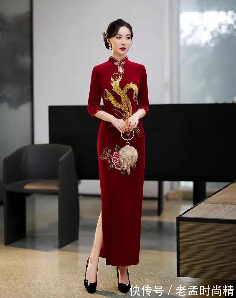 高贵|初秋时尚丝绒旗袍,低调而不失奢华,高贵典雅绝对艳压全场