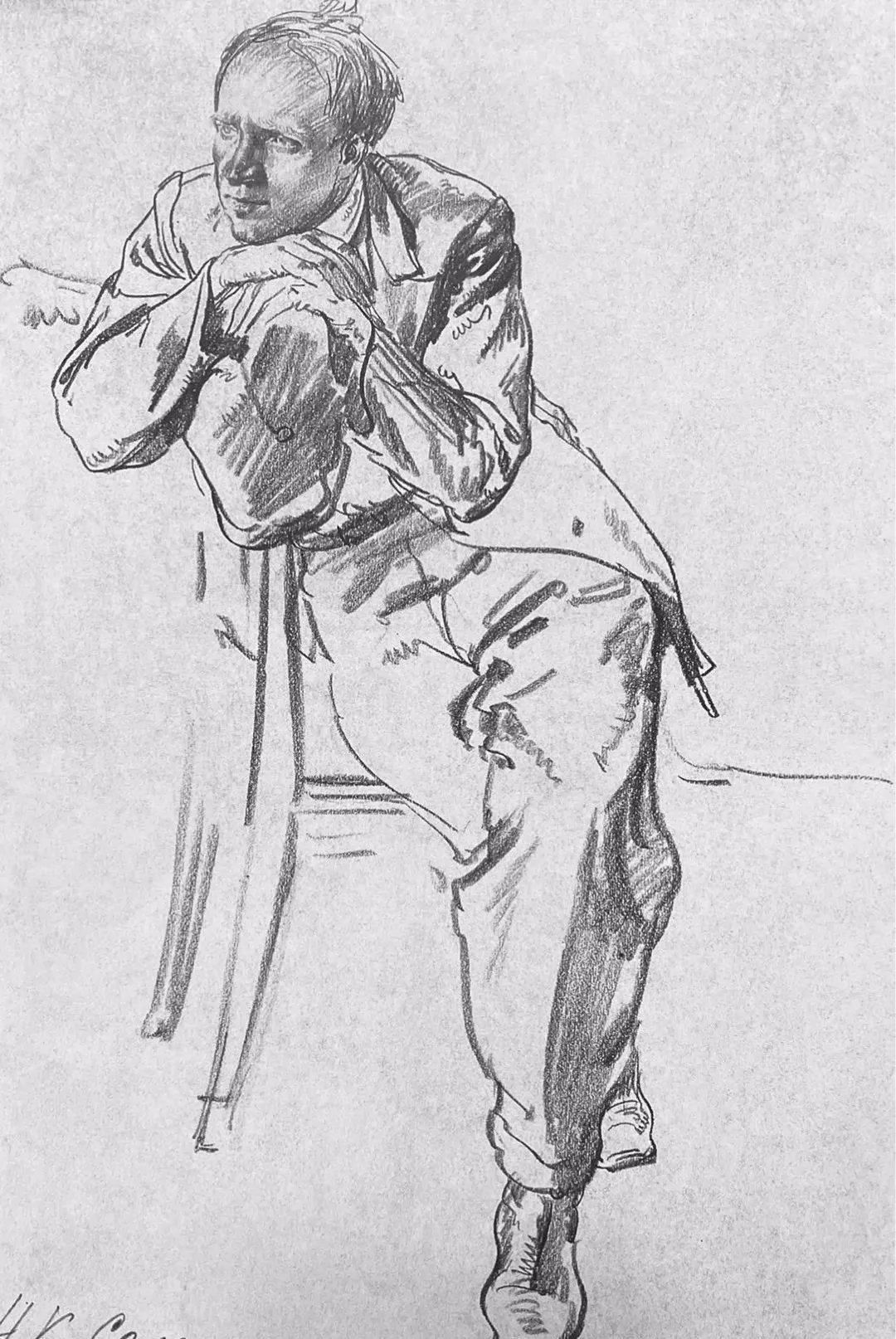 康斯坦丁$苏里科夫美术学院教授尼康. 索罗明速写作品