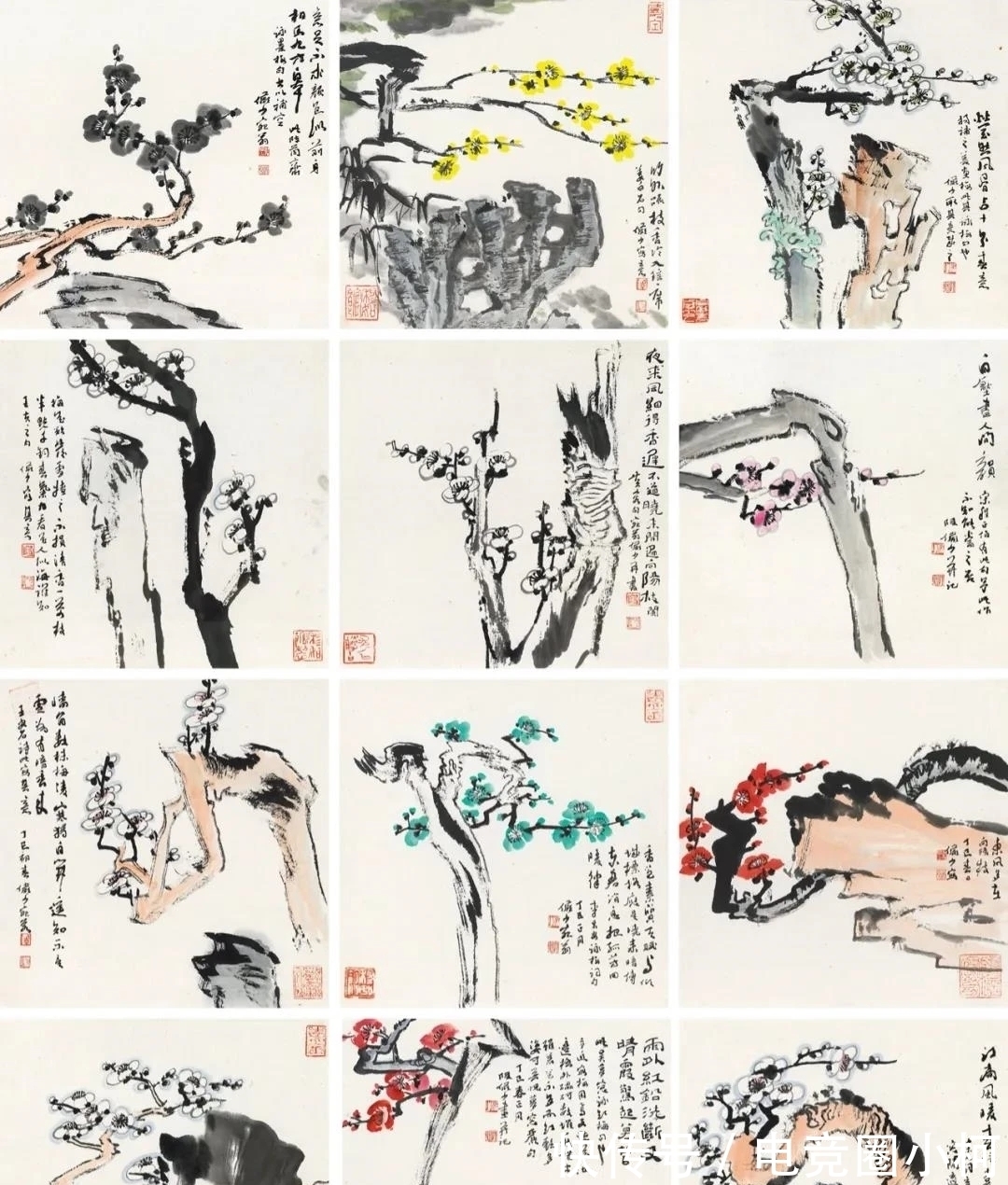 陆俨少&山水画大师画梅花，一枝独秀！