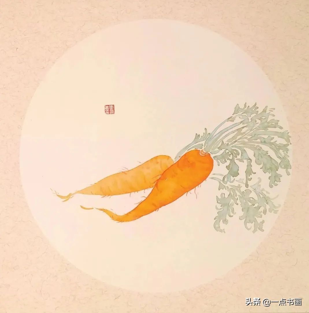 示范&用没骨技法画胡萝卜和鸢尾花,这样的示范案例领你入门