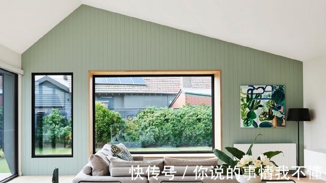 现代|幸福的四口之家，一扇生动记录风景的窗，草绿色的客厅，人人羡慕！