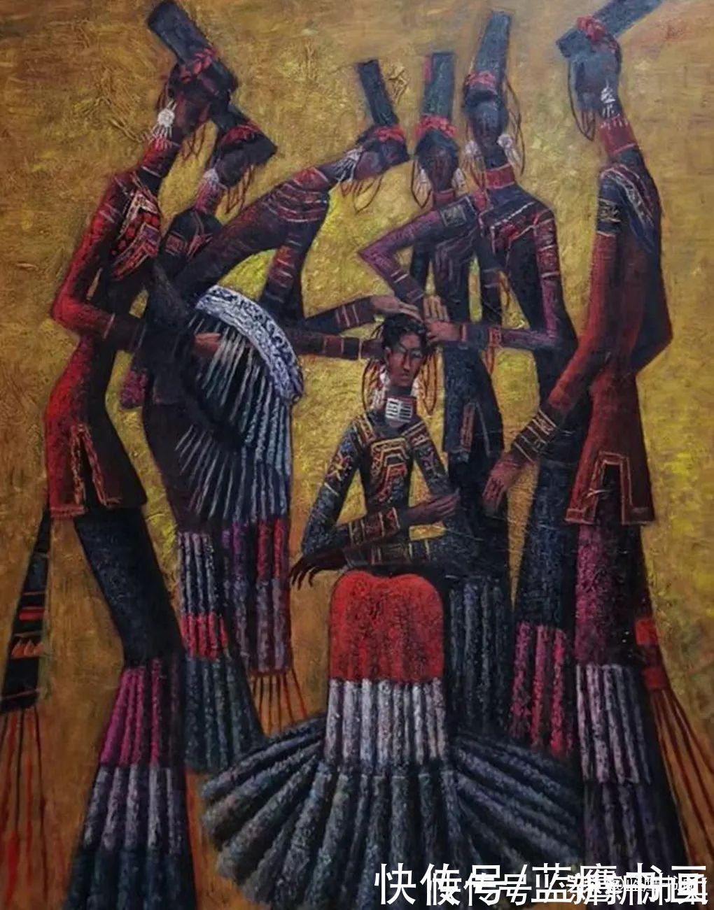 绘画#毛长林的绘画作品,聚焦少数民族题材,给人别具一格的艺术享受