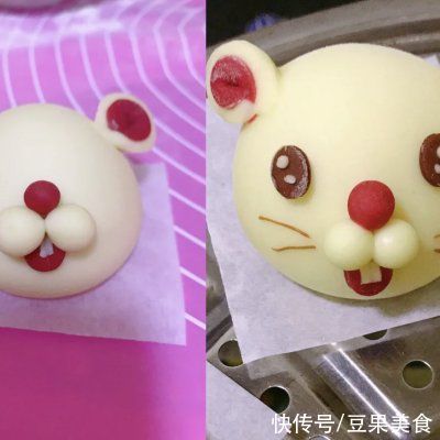 鼠仔|做好卡通鼠仔包（紫薯馅），有色有香又有味