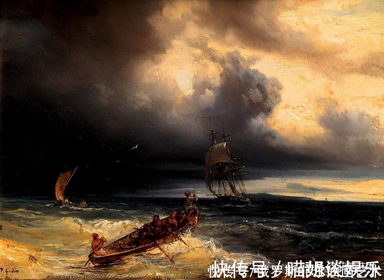 艺术作品|法国画家让·安托万·西奥多·德古丁海战、海景油画艺术作品欣赏