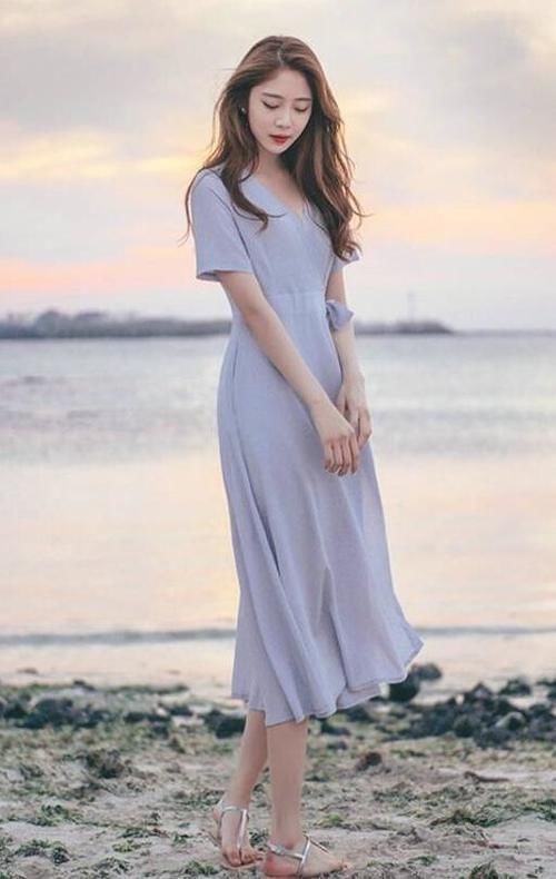 高跟鞋 美女性感高叉长裙,优雅气质满分,太有感觉!