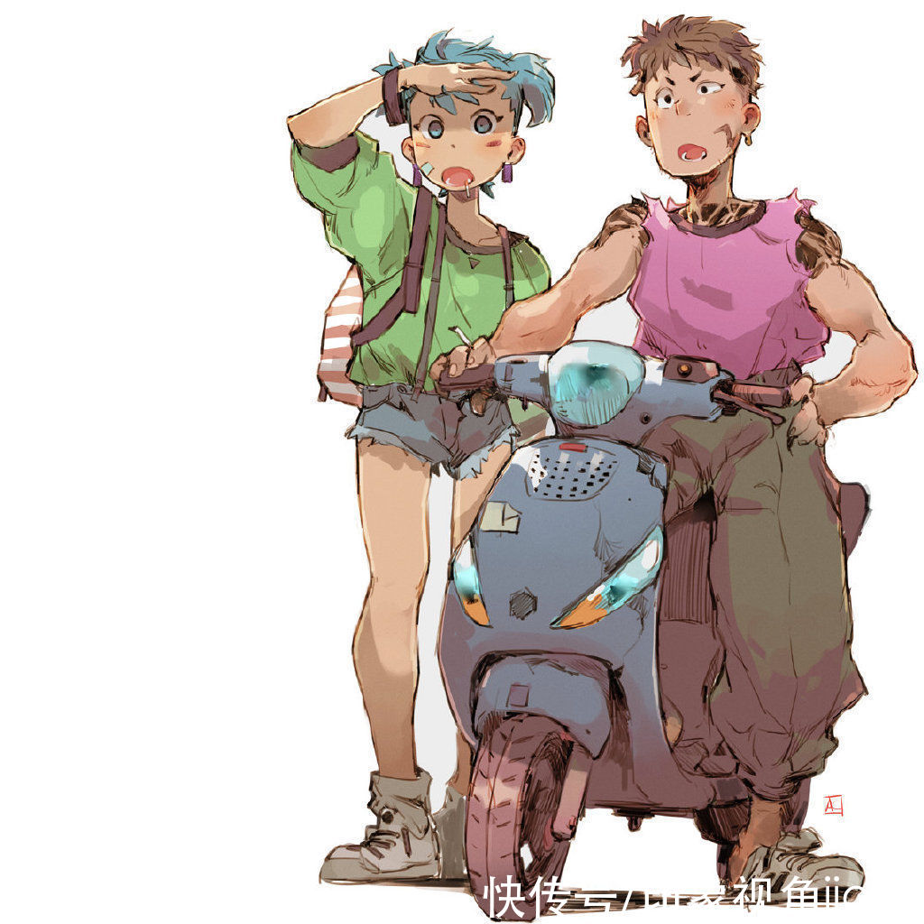 人物插画|街头格斗游戏感的人物插画，画面配色柔和且动态活泼