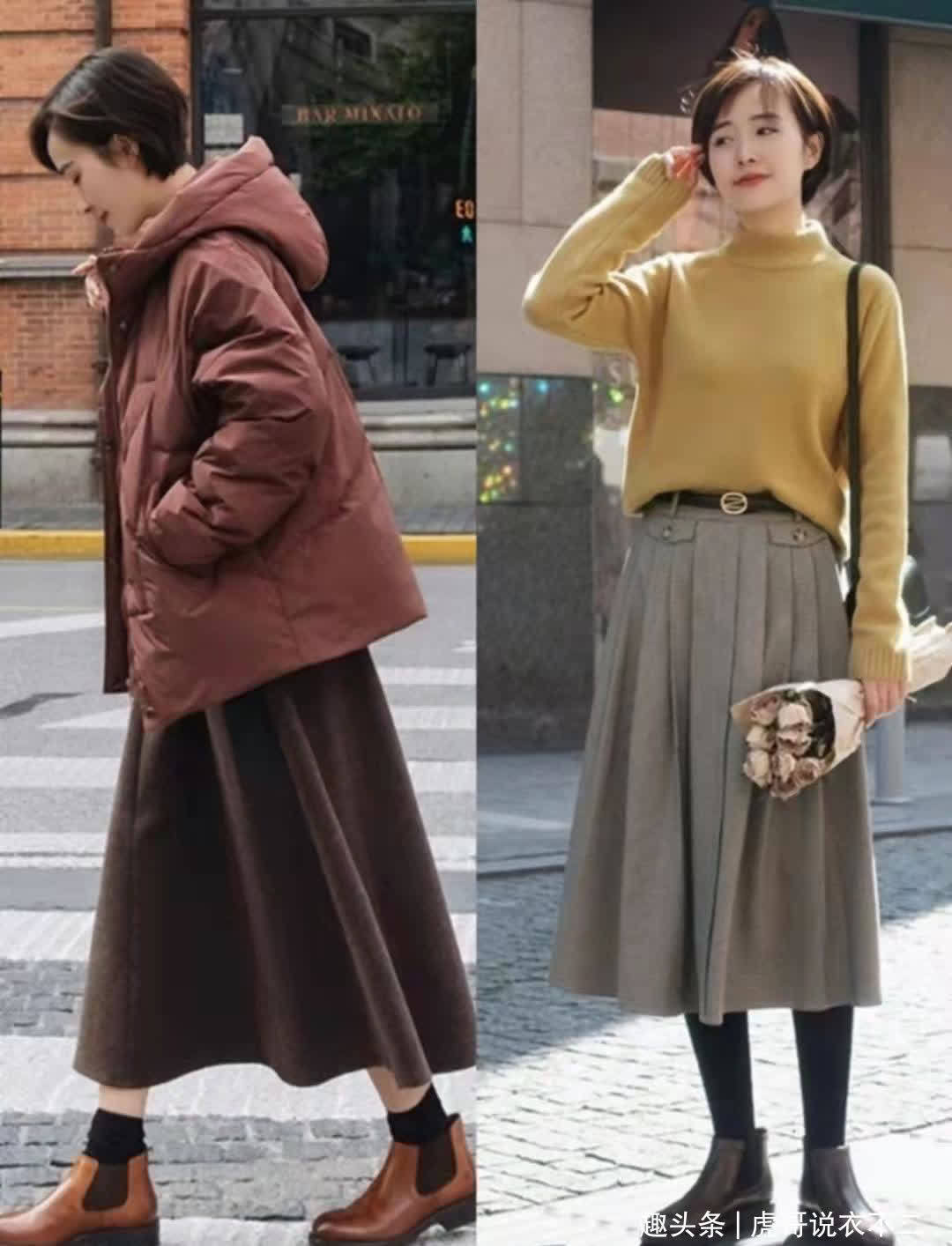 百褶裙 小白鞋过时了,今年秋季流行“小短靴”,40岁后穿保暖舒适又优雅