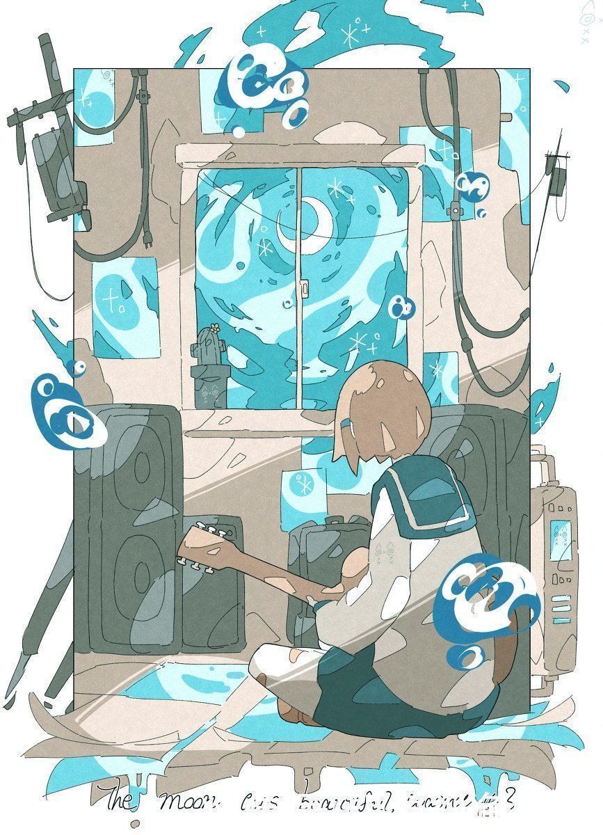 jiojio#可爱到犯规的二次元插画,配色也太温柔了吧