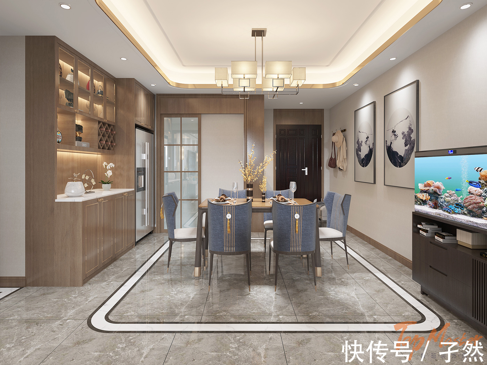 中式风格|【鲁班装饰】时代俊园160㎡新中式风格，古香古色。