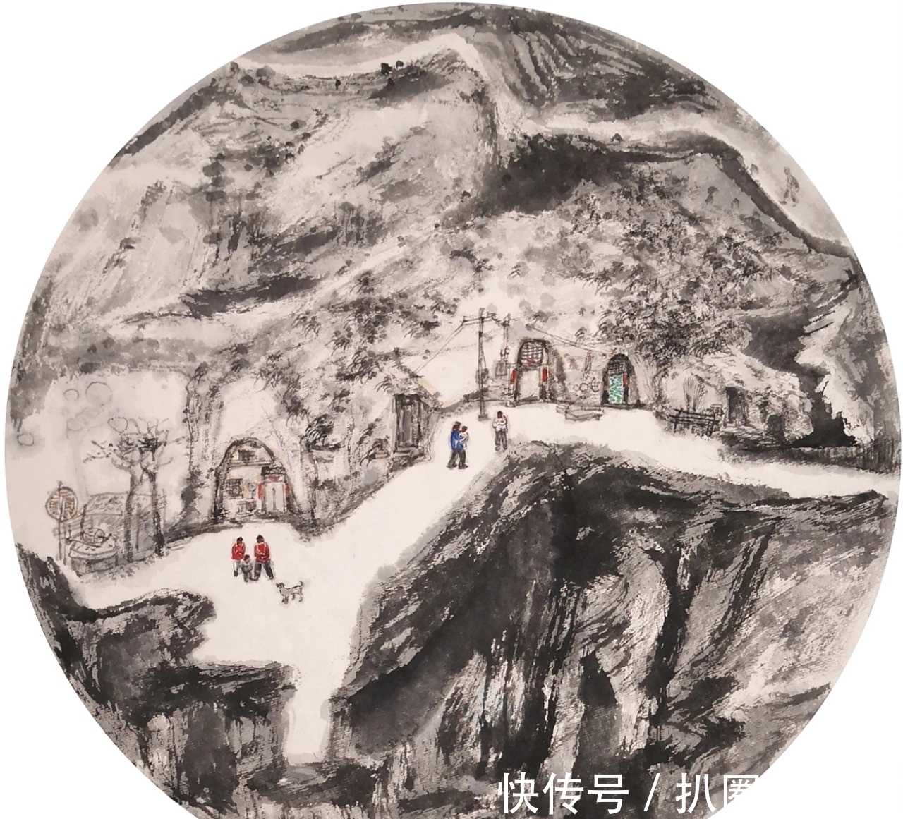 水墨$山水画|他画的水墨乡村系列,笔墨朴实无华,但有鲜活的场景感