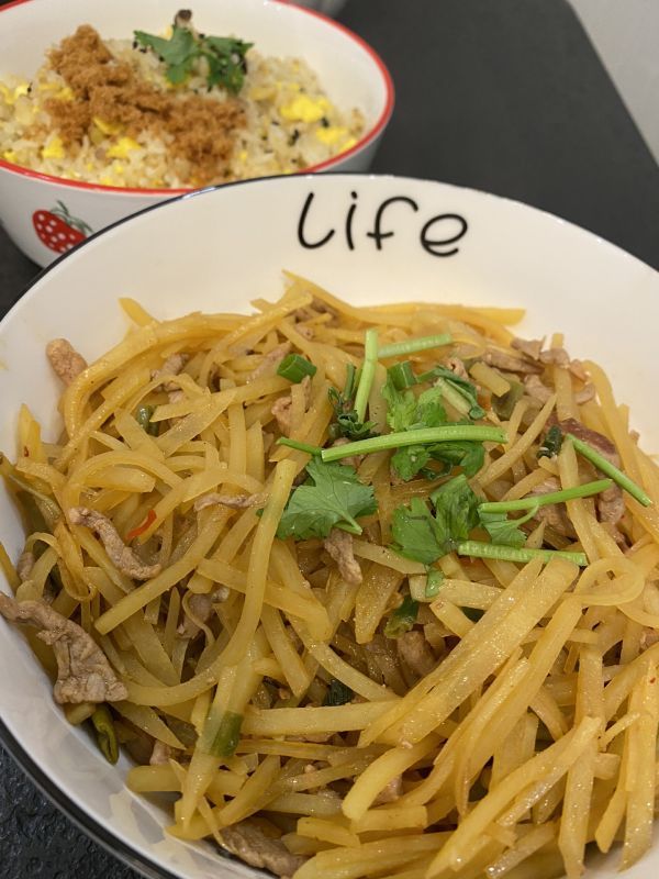 酸豆角|土豆丝炒肉丝