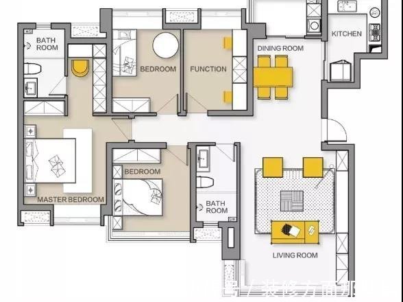 美学感|138平美式风三居室，客厅是宽阔而富有前史气味的