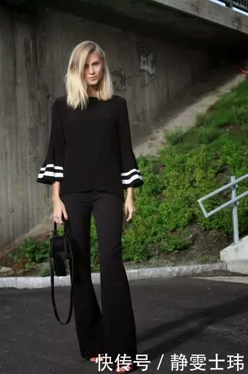 阔腿裤已经失宠了,今年流行穿“喇叭裤+毛衣”,温柔大方显气质