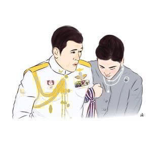 造型|苏提达和泰王最新卡通漫画出炉!帝后果然配,王后收腰蓝裙好高贵