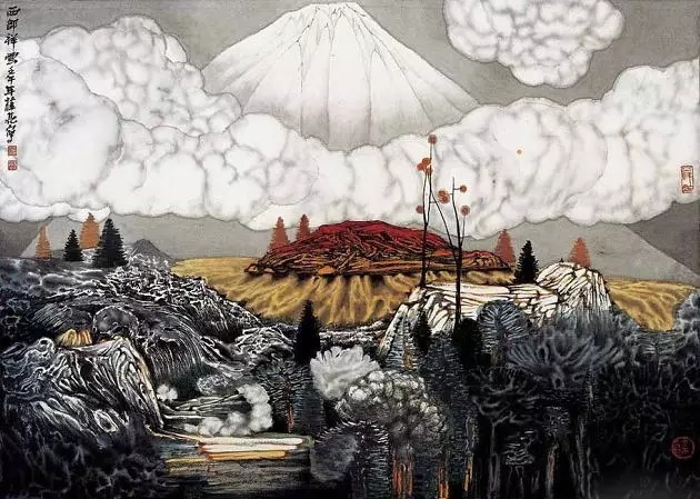 山水画$“江南鬼才”笔下的工笔山水画,色彩丰富,太震撼了!