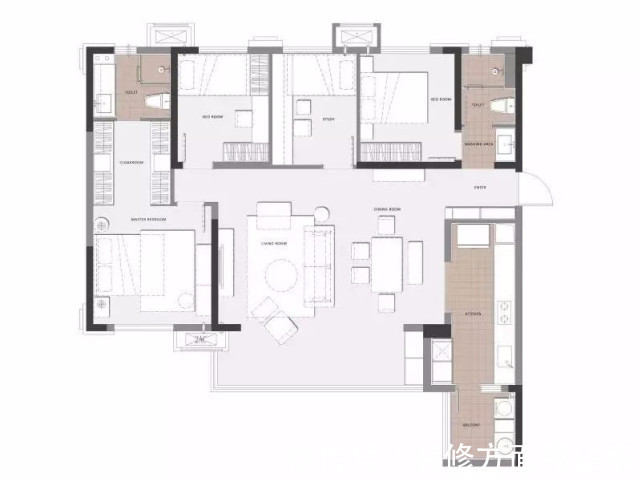 三居室|122平简约风三居室纯度的色彩搭配，营造闲适柔美的氛围