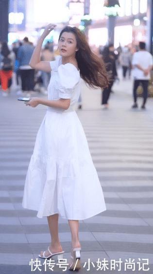 动人|时尚穿搭:小姐姐爱穿优雅泡泡袖公主裙,秒变清纯动人长发公主