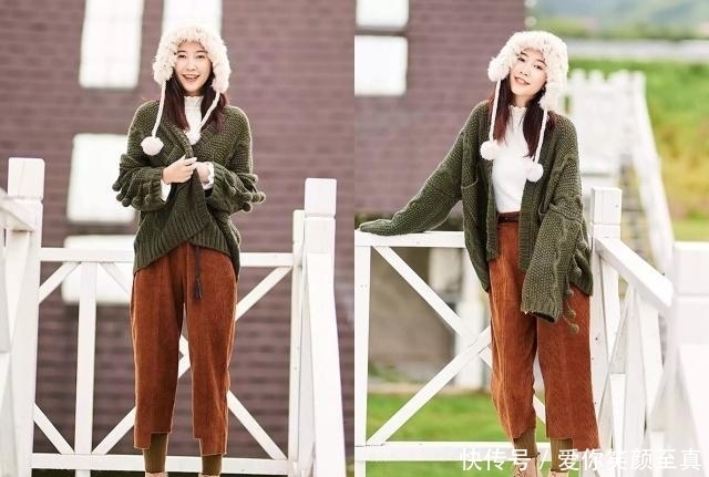 袜子|冬天穿九分阔腿裤,“袜子外露”这样穿,温暖又时髦!