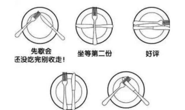 服务员看到|一个人吃牛排,想上厕所怎么办服务员刀叉这样摆,我们不收盘