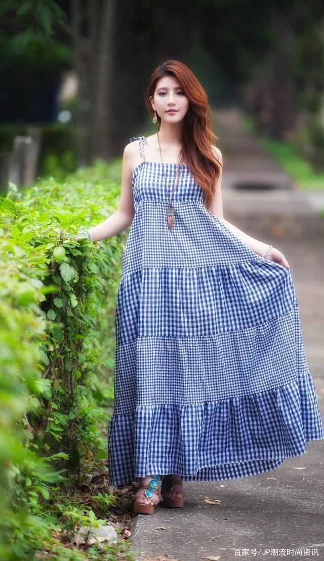 连衣裙|黑白格子连衣裙,穿出不一样的美