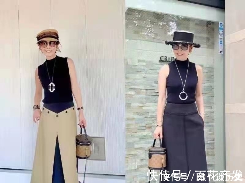 裙装|女人过50岁想要俏,出游穿搭别只选一套,瞧日本博主,美丽有气质