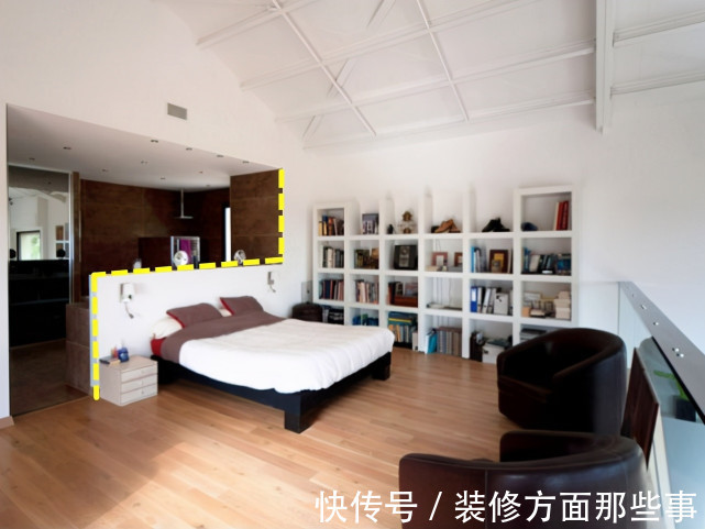 床头|90㎡床头紧靠半墙背景墙,将卧室一分为二,功能翻倍