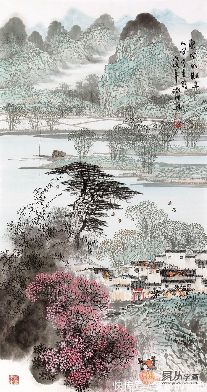 山水画!诸明山水画 画面传神而秀雅 经典地再现了江南水乡的艺术美感