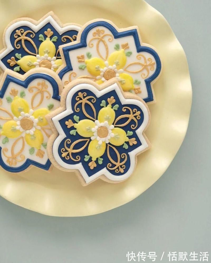 饼干|美到舍不得吃!甜品师手作花砖饼干,救救老夫的少女心!