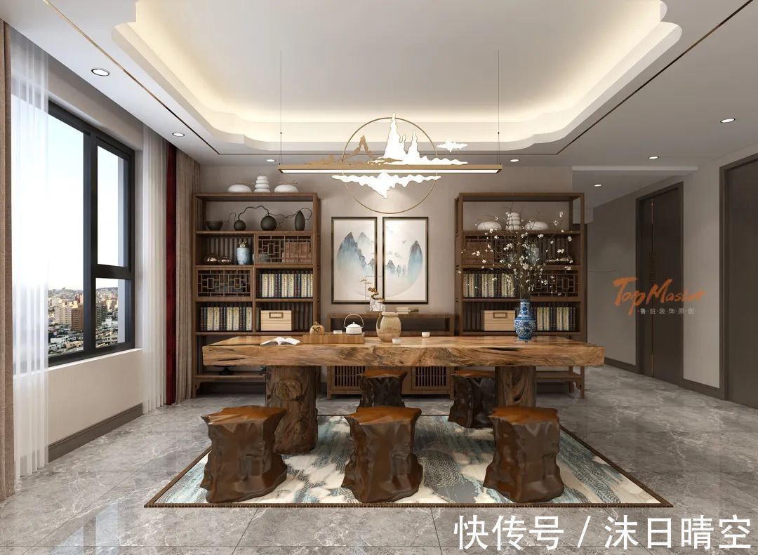 米白|【鲁班装饰】滇池星城169㎡新中式，时尚与雅致