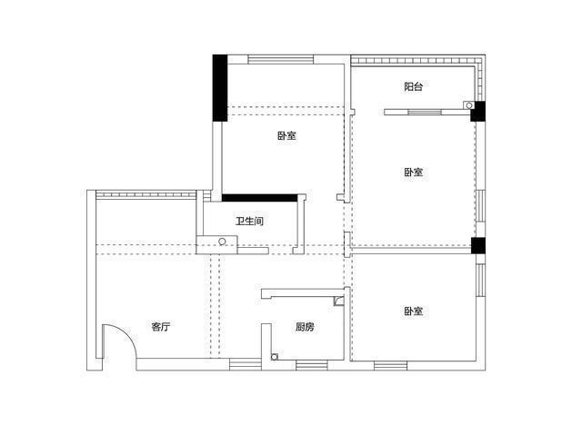 厨房|76㎡老破小,竟有4室1厅,可以住下一家五口,黑白灰简约实用