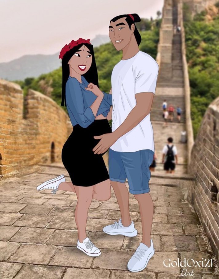 公主|公主升格当妈!艺术家画出迪士尼公主怀孕画,花木兰造型颠覆形象