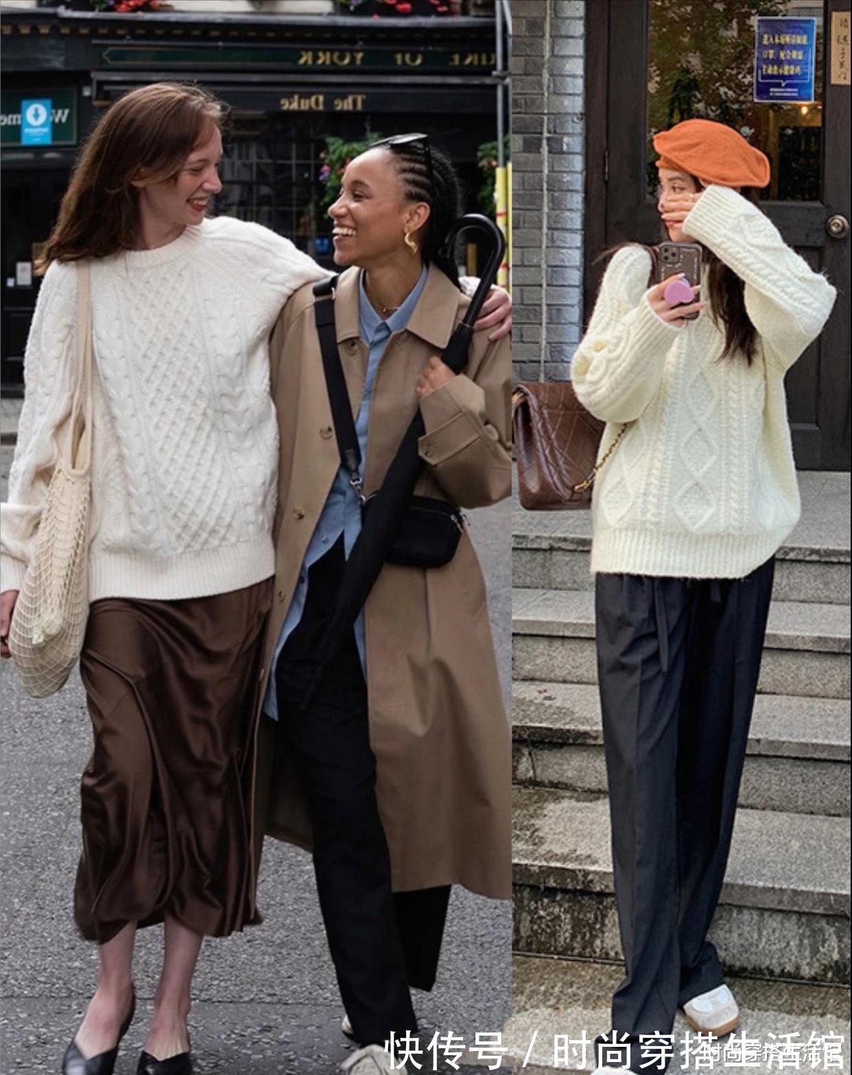 高领|一件白毛衣=时髦、优雅+高级,冬天这么穿温暖显瘦还好看